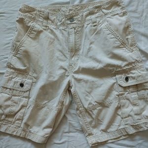 Cream colored cargo shorts